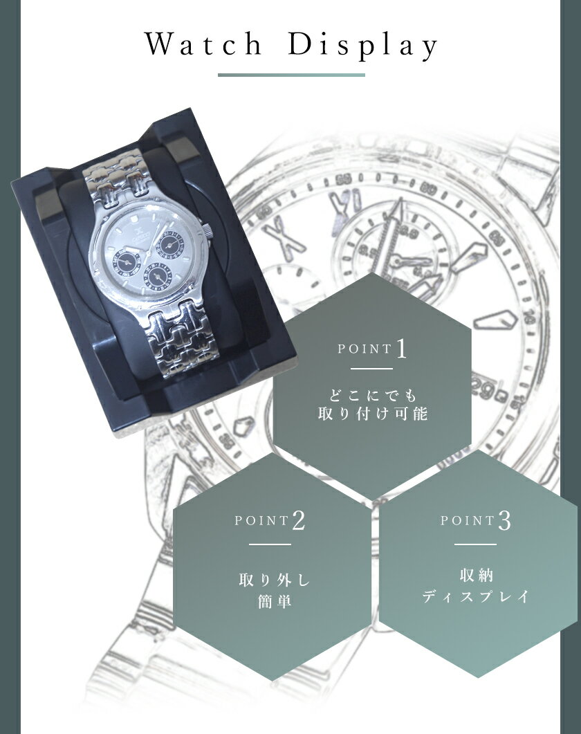 壁にピタっと ウォッチホルダー 腕時計ホルダー ウォッチスタンド 腕時計スタンド 壁掛け ディスプレイ ケース おしゃれ 壁付け コレクションケース インテリア 両面テープ ネジ止め クッション キューブボックスα MAGRYL マグリル オプション