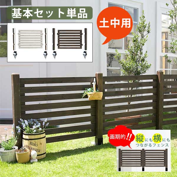 【25日限定★5%OFFクーポン】 縦にも横にもつながる ボーダーフェンス スプレッド （基本セット/土中用..
