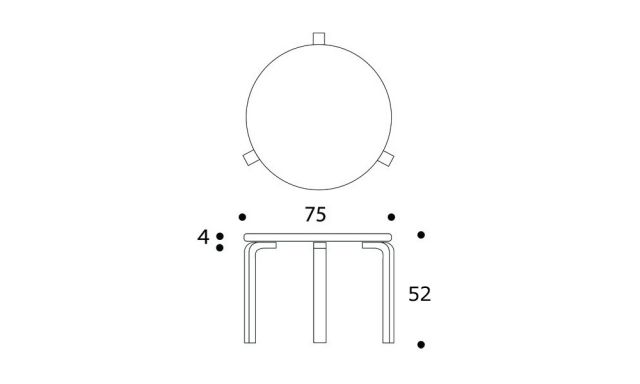 ローテーブル90B ブラックリノリウム φ75×H52cm (Artek アルテック) デスク ダイニングテーブル カフェ オフィスデスク 北欧 おしゃれ シンプル ナチュラル 木製 フィンランド 【送料無料】【代引不可商品】 [2]