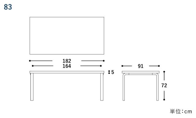 �ơ��֥�83 �ۥ磻�ȥ�ߥ͡��� W182��D91cm (Artek ����ƥå�) �Ĥ��� �ǥ��� �����˥󥰥ơ��֥� ���ե����ǥ��� �̲� ������� ����ץ� �ʥ����� Ĺ���� 4�� ���� �ա�����Բľ��ʡ�