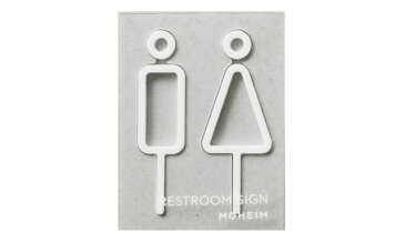 サインプレート レストルームサイン2pcs / トイレサイン (MOHEIM / モヘイム)トイレマーク おしゃれ 突き出し ドアサイン ピクトサイン 標識 ピクトグラム 中抜きデザイン 取り付け簡単 ブラック ホワイト 黒 白【代引不可商品】
