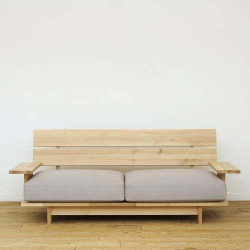 ミズナラソファ SO-13 ソファ2.5人掛 アーム付き 無塗装【代引不可商品】【P5倍】1／6 1:59迄 【ポイント5倍】