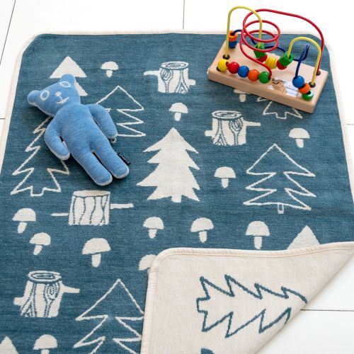 クリッパン シュニールコットンブランケット ミニ 70×90cm マッシュルーム ブルー (KLIPPAN) 【送料無料】【代引不可商品】【在庫限り】のサムネイル