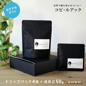 ギフトセット中　幻のコーヒー　コピ・ルアック　コピルアク　50g+ドリップパック4個　高級　希少　ジャコウネコ　テレビで話題　ギフト　送料無料　父の日