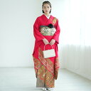 【レンタル】 往復送料無料 振袖 レンタル 成人式 結婚式 フルセット 女性 振袖 21点セット フリーサイズ(身長154-169cm) 花 赤系 女性 金 緑...