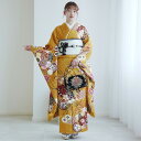 【レンタル】【振袖 正絹着物+袋帯 21点セット 絵羽 芥子色に古典花結び】着物セット 女性 成人式 結婚式 前撮り20歳 20才 二十歳 二十才 はたち 正装 和装 フォーマル 晴れ着 記念撮影 足袋プレゼント 往復送料無料