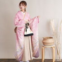 【レンタル】【袴 18点フルセット 桃色地に京花錦】 振袖 袴 大人 卒業式 謝恩会 大学生 美大生 着物レンタル 往復送料無料 着物 袴 花 桜 流水 ピンク 紫 ベージュ レトロ 浪漫 しっとり 可愛い 古典柄 おしゃれ フルセット 足袋プレゼント