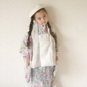 【レンタル】 往復送料無料 七五三セット utatane 88-105cm前後 七五三 3歳 被布セット 花柄 着物セット レンタル アイボリー系 子供 白 ホ...