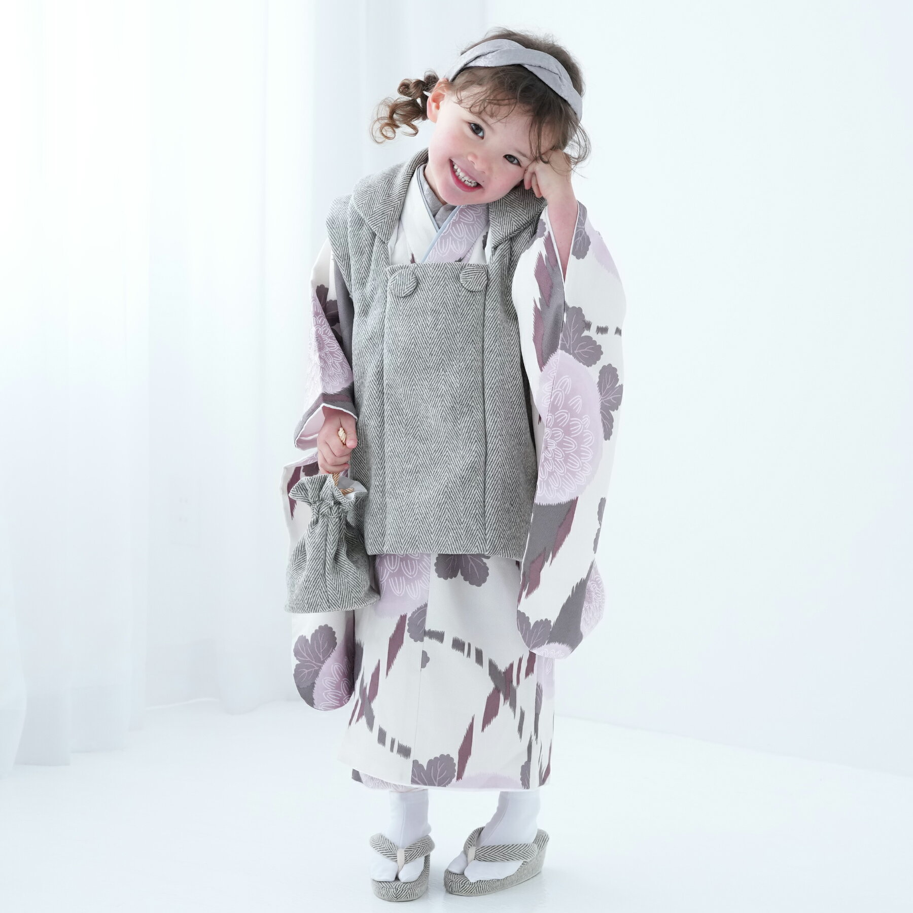 ※10月〜12月上旬まで先約あり【レンタル】 往復送料無料 七五三セット ひよこ商店 88cm-105cm前後 七五三 3歳 被布セット 花柄 着物セット レン...