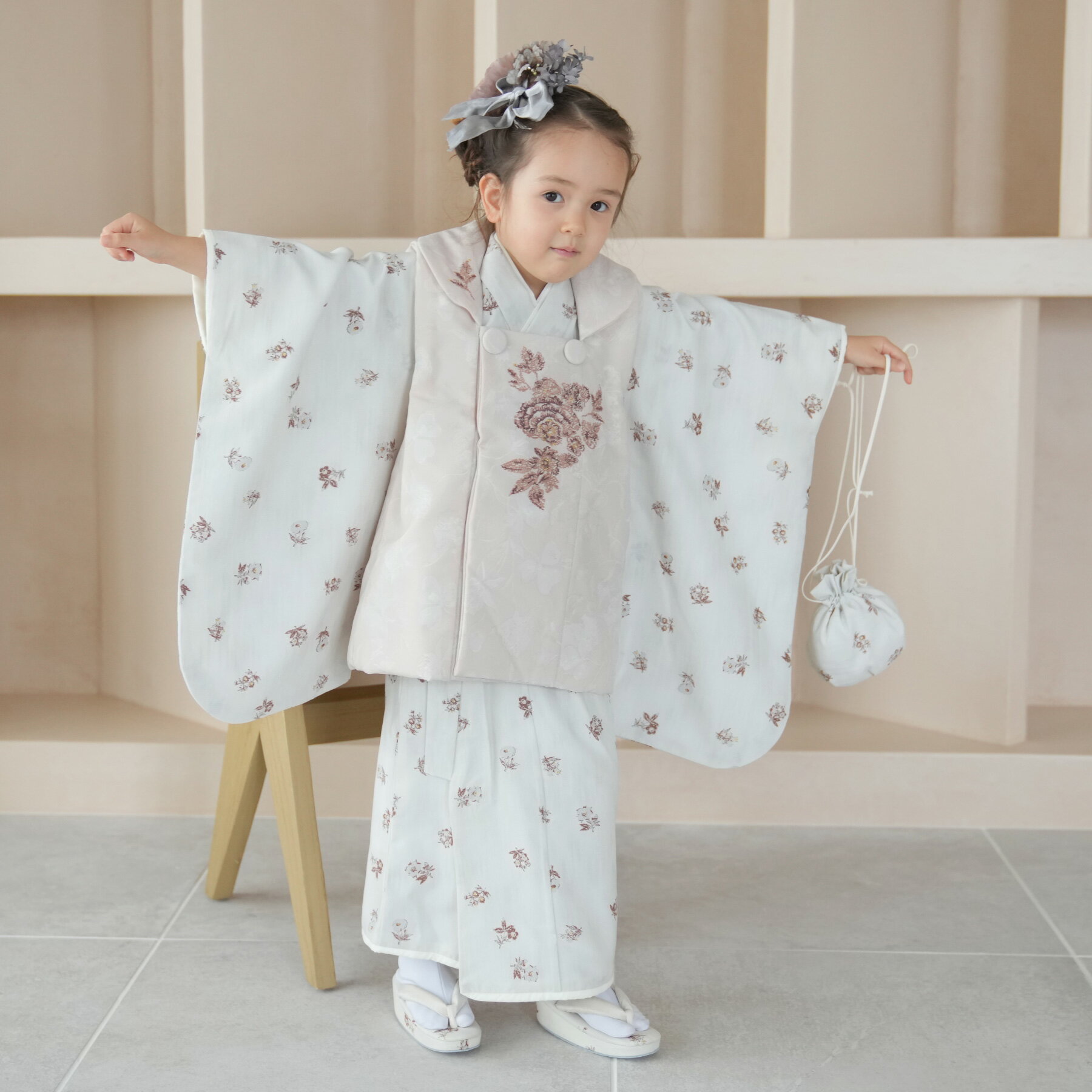 【レンタル】 往復送料無料 七五三セット JILL STUART / ジル・スチュアート 着物 フルセット 日本製 被布セット 88cm-105cm前後 ライト...