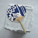 【utatane×注染工房 日本製小幅生地使用 竹うちわ 国産 藍色に万華鏡】竹骨うちわ 団扇 注染 本染め にじみ 手染め ぼかし 奈良の職人さんの手染め ブ...