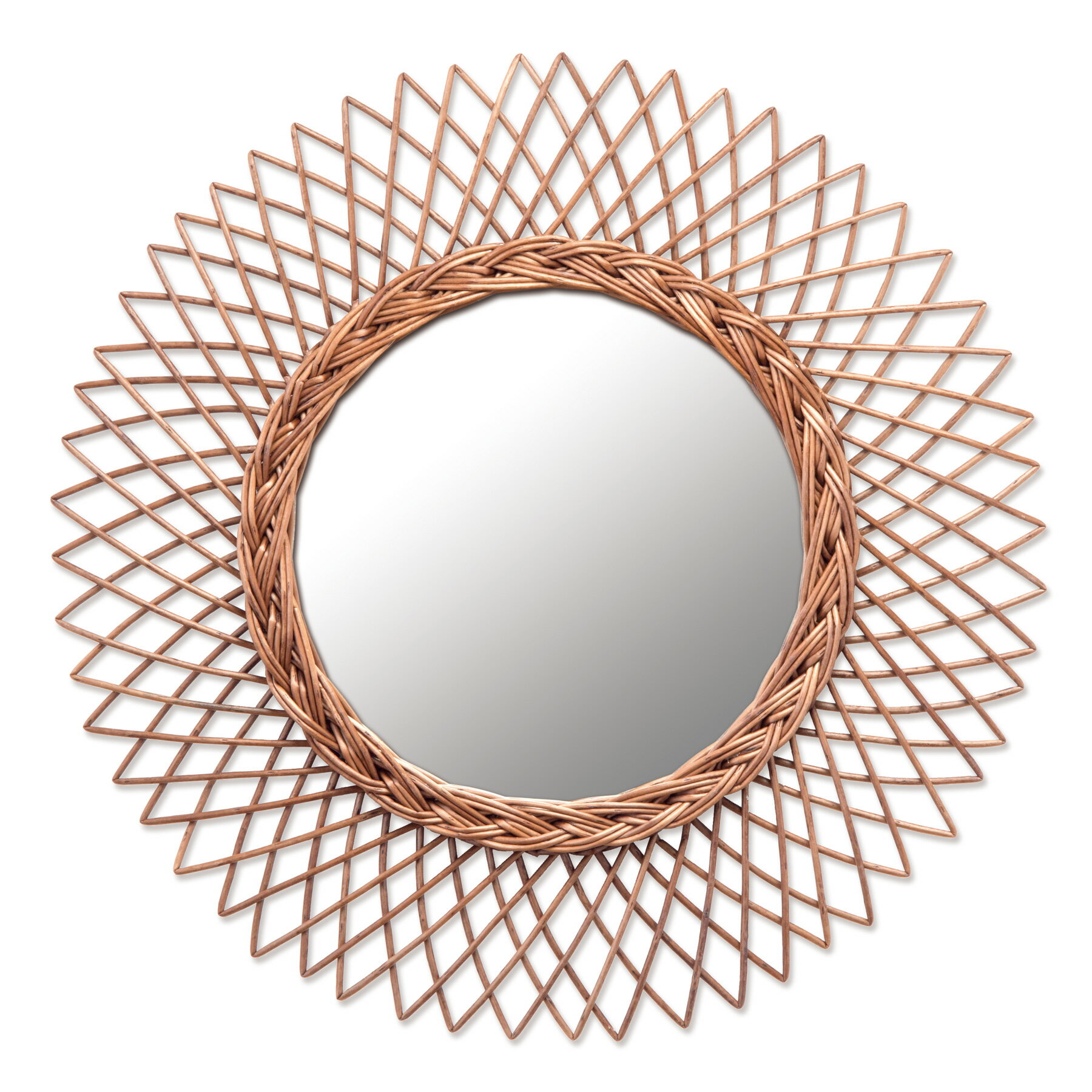 鏡 ミラー 壁掛け ウォールミラー インテリア 丸 編み 柳 ウィッカーミラー Lサイズ 丸型 円形 サークル 玄関 エントランス リビング トイレ バスルーム シンプル オシャレ 可愛い