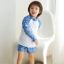 【キッズ水着 スタンドラッシュガードパーカー 男の子 子供用 マリン柄】首の日焼け防止 紫外線対策 UVカット 男女兼用 プール 水遊び 海水浴 幼稚園