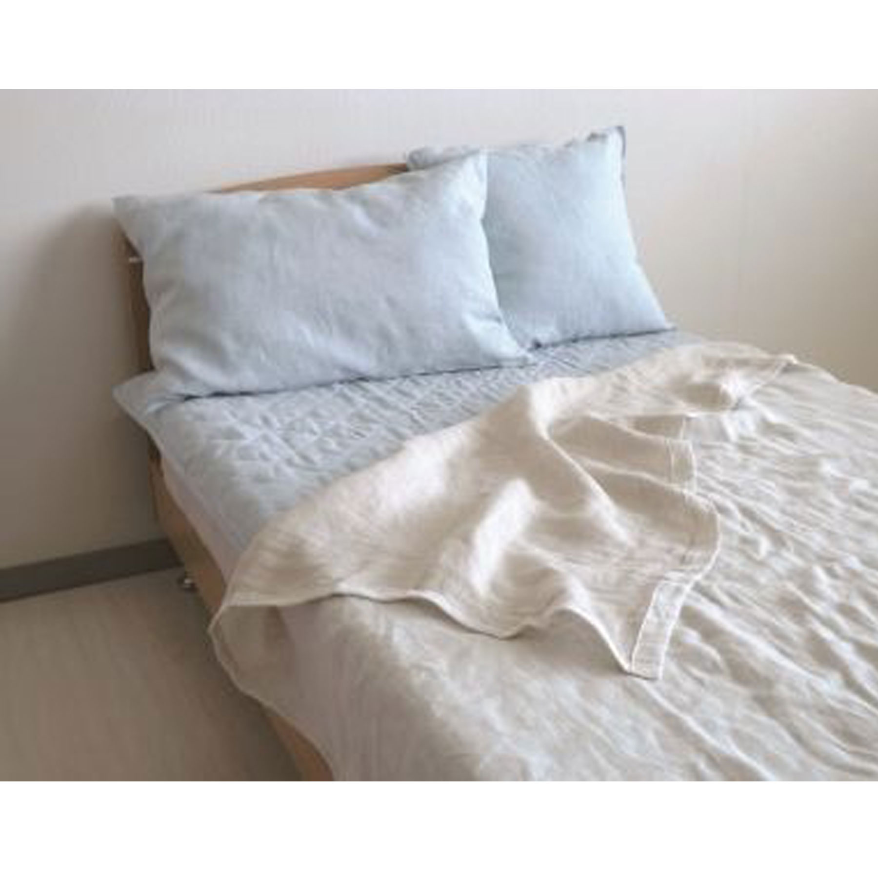 リネン 敷パッド ベッドパッド シーツ ベッド シングル 寝具 ブルー 水色 ウォッシャブル 麻100％ フラ..