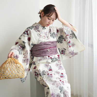 浴衣3点セット(浴衣/帯/下駄) utatane フリーサイズ(身長155-165cm) 浴衣 セッ...