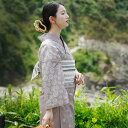 【utatane×Kuovi(クオヴィ)高級変わり織 絵羽浴衣3点セット サンデーモーニング(SUNDAY MORNING)トープ】フィンランド 北欧デザイン スンヌンタイ フリーサイズ 浴衣セット(ゆかた・帯・下駄)ですぐお出かけ 国産生地 国内染色