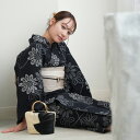 【utatane×注染工房 日本製小幅生地使用 浴衣3点セット 赤坂紬 ブラックに露芝小菊】特選シリーズ 注染 本染め にじみ 手染め ぼかし フリーサイズ 浴衣セット(ゆかた・帯・下駄)ですぐお出かけ 日本製 国産 手縫い併用国内縫製 奈良の職人さんの手染め