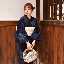 【20%OFF】【utatane×注染工房 日本製小幅生地使用 浴衣3点セット 赤坂紬 濃紺に露芝小菊】特選シリーズ 注染 本染め にじみ 手染め ぼかし フリ...