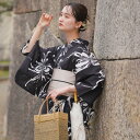 【utatane 高級変わり織 浴衣3点セット 粋ブラックに乱菊】ここでしか買えない昭和初期アンティーク復刻版 フリーサイズ 浴衣セット(ゆかた・帯・下駄)ですぐお出かけ 古典柄 レトロ 上質 うたたね 国産生地 国内染色
