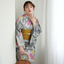 【utatane×注染工房 日本製小幅生地使用 浴衣3点セット 赤坂紬 上品グレーにピンクと黄色の小菊】特選シリーズ 注染 本染め にじみ 手染め ぼかし フリーサイズ 浴衣セット(ゆかた・帯・下駄) 日本製 国産 手縫い併用国内縫製 奈良の職人さんの手染め