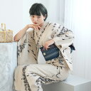 【utatane×注染工房 日本製小幅生地使用 浴衣3点セット 先染めベージュに黒の水草めだか】特選シリーズ 注染 本染め にじみ 手染め ぼかし フリーサイズ 浴衣セット(ゆかた・帯・下駄)ですぐお出かけ 日本製 国産 手縫い併用国内縫製 奈良の職人さんの手染め
