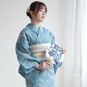 【utatane×注染工房 日本製小幅生地使用 浴衣3点セット 先染めベージュ 水色の綱結び】特選シリーズ 注染 本染め にじみ 手染め ぼかし フリーサイズ 浴衣セット(ゆかた・帯・下駄)ですぐお出かけ 日本製 国産 手縫い併用国内縫製 奈良の職人さんの手染め