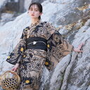 【utatane 高級変わり織 浴衣3点セット 茶色と黒の桔梗影絵】ここでしか買えない昭和初期アンティーク復刻版 フリーサイズ 浴衣セット(ゆかた・帯・下駄)ですぐお出かけ 上質 うたたね 国産生地 国内染色