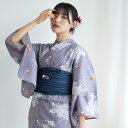 【ニコアンティーク 高級変わり織 浴衣3点セット かすれ藤色に向日葵と金魚】みんなと違う浴衣を着よう!個性派きものブランドNicoAntiqueの2025年新作...