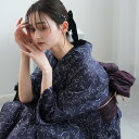【ニコアンティーク 高級変わり織 浴衣3点セット 紺地に干支】みんなと違う浴衣を着よう!個性派きものブランドNicoAntiqueの2025年新作 フリーサイズ 浴衣セット(ゆかた・帯・下駄)ですぐお出かけ ニュアンスカラーレトロ 上質 うたたね 国産生地 国内染色