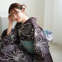 【ニコアンティーク 高級変わり織 浴衣3点セット 古代紫の菊づくしと渦波】みんなと違う浴衣を着よう!個性派きものブランドNicoAntiqueの2025年新作 フリーサイズ 浴衣セット(ゆかた・帯・下駄)ですぐお出かけ レトロ 国産生地 国内染色