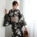 【ニコアンティーク 高級変わり織 浴衣3点セット 墨黒に連なるローケツ柄の芍薬】みんなと違う浴衣を着よう!個性派きものブランドNicoAntiqueの2025年新作 フリーサイズ 浴衣セット(ゆかた・帯・下駄)ですぐお出かけ レトロ 国産生地 国内染色