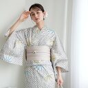 【utatane 高級変わり織 浴衣3点セット 切子紋と涼しげラムネ色の松】ここでしか買えない昭和初期アンティーク復刻版 フリーサイズ 浴衣セット(ゆかた・帯・下駄)ですぐお出かけ 上質 うたたね 国産生地 国内染色