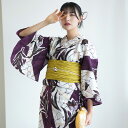 【ニコアンティーク 高級変わり織 浴衣3点セット オールドチューリップ パープル】みんなと違う浴衣を着よう!個性派きものブランドNicoAntiqueの2025年新作 フリーサイズ 浴衣セット(ゆかた・帯・下駄)ですぐお出かけ レトロ 国産生地 国内染色