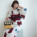 【ニコアンティーク 高級変わり織 浴衣3点セット 赤と青の帆船】みんなと違う浴衣を着よう!個性派きものブランドNicoAntiqueの2025年新作 フリーサイズ 浴衣セット(ゆかた・帯・下駄)ですぐお出かけ レトロ 国産生地 国内染色
