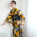 【ニコアンティーク 高級変わり織 浴衣3点セット黄色と墨色の立沸とレトロ花】みんなと違う浴衣を着よう!個性派きものブランドNicoAntiqueの2025年新作...
