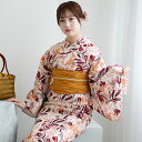 【ニコアンティーク 高級変わり織 浴衣3点セット アプリコットオレンジの花】みんなと違う浴衣を着よう!個性派きものブランドNicoAntiqueの2025年新作 フリーサイズ 浴衣セット(ゆかた・帯・下駄)ですぐお出かけ レトロ 国産生地 国内染色