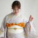 【高級変わり織 浴衣3点セット グレーに広がる菊】コットン100% フリーサイズ 浴衣セット(ゆかた・帯・下駄)ですぐお出かけ 古典 レトロ