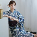 【40%OFF】【高級変わり織 浴衣3点セット 鈍青の菊】コットン100% フリーサイズ 浴衣セット(ゆかた・帯・下駄)ですぐお出かけ 古典 レトロ