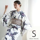 【utatane 高級変わり織 浴衣3点セット レトロホワイトに流れる美人花】ここでしか買えない昭和初期アンティーク復刻版 プチサイズ(150-160cm)Sサイズ 浴衣セット(ゆかた・帯・下駄) ニュアンスカラーレトロ うたたね 上質 国産生地 国内染色 低身長コーデ