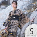 【utatane 高級変わり織 浴衣3点セット 茶色と黒の桔梗影絵】ここでしか買えない昭和初期アンティーク復刻版 プチサイズ(150-160cm)Sサイズ 浴衣セット(ゆかた・帯・下駄)うたたね 上質 国産生地 国内染色 低身長コーデ