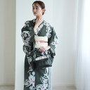 【utatane セパレート高級変わり織 二部式浴衣3点セット 灰緑に揚羽】ここでしか買えない昭和初期アンティーク復刻版 フリーサイズ 浴衣セット(ゆかた上下・帯・下駄)ですぐお出かけ 古典レトロ うたたね 国産生地 国内染色 上質