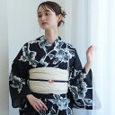 【utatane セパレート高級変わり織 二部式浴衣3点セット 濃紺の墨描き牡丹】ここでしか買えない昭和初期アンティーク復刻版 フリーサイズ 浴衣セット(ゆかた上下・帯・下駄)ですぐお出かけ 古典レトロ うたたね 国産生地 国内染色 上質