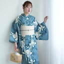 【13%OFF】【utatane セパレート高級変わり織 二部式浴衣3点セット 鈍青に菖蒲】ここでしか買えない昭和初期アンティーク復刻版 フリーサイズ 浴衣セット(ゆかた上下・帯・下駄)ですぐお出かけ 古典レトロ うたたね 国産生地 国内染色 上質