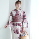 【13%OFF】【ニコアンティーク セパレート高級変わり織 二部式浴衣3点セット えんじの花輪よろけ縞】みんなと違う浴衣を着よう!個性派きものブランドNicoAntiqueの2025年新作 フリーサイズ 浴衣セット(ゆかた上下・帯・下駄) 大正浪漫 レトロ 国産生地 国内染色