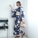 【ニコアンティーク セパレート高級変わり織 二部式浴衣3点セット 紺ぼかしの菊と扇面】みんなと違う浴衣を着よう!個性派きものブランドNicoAntiqueの2025年新作 フリーサイズ 浴衣セット(ゆかた上下・帯・下駄) 大正浪漫 レトロ 国産生地 国内染色