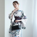 【utatane セパレート高級変わり織 二部式浴衣3点セット グレイッシュに薄紫と緑の花輪】ここでしか買えない昭和初期アンティーク復刻版 フリーサイズ 浴衣セ...