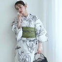 【utatane セパレート高級変わり織 二部式浴衣3点セット 白地にしだれ柳と小舟】ここでしか買えない昭和初期アンティーク復刻版 フリーサイズ 浴衣セット(ゆ...