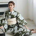 【utatane セパレート高級変わり織 二部式浴衣3点セット 抹茶グリーンに牡丹唐草】ここでしか買えない昭和初期アンティーク復刻版 フリーサイズ 浴衣セット(ゆかた上下・帯・下駄)ですぐお出かけ 古典レトロ うたたね 国産生地 国内染色 上質