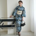 【13%OFF】【utatane セパレート高級変わり織 二部式浴衣3点セット 鈍青と緑の砂よろけに桔梗】ここでしか買えない昭和初期アンティーク復刻版 フリーサイズ 浴衣セット(ゆかた上下・帯・下駄)ですぐお出かけ 古典レトロ うたたね 国産生地 国内染色 上質