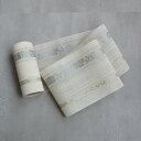 【20%OFF】【utatane×井上絹織 博多織 紗 四寸単帯 正絹 なでしこ献上 白×水色】 日本製 国産 本場筑前博多織 博多帯 博多献上 半幅帯 細帯 ...